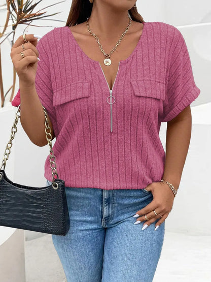 Women's Plus Size Half Zip T-Shirt
