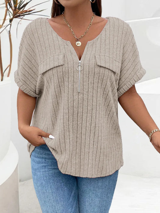 Women's Plus Size Half Zip T-Shirt